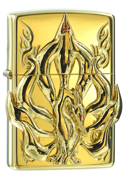 ZA-5-163A Nine-Tailed Fox Windproof Lighter – Gold