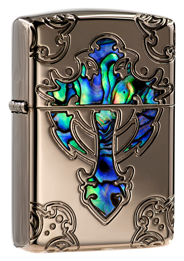 ZA-1-147A Armor® Black Ice Shell Cross Windproof Lighter