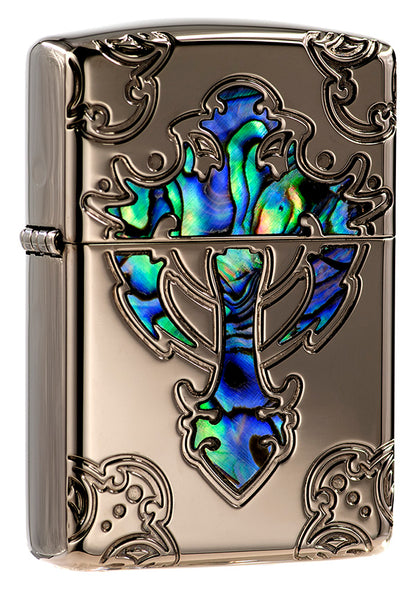 ZA-1-147A Armor® Black Ice Shell Cross Windproof Lighter