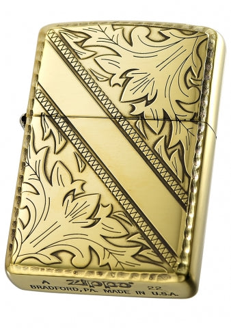 ZA-3-8A Diagonal Vine Pattern Windproof Lighter – Antique Copper