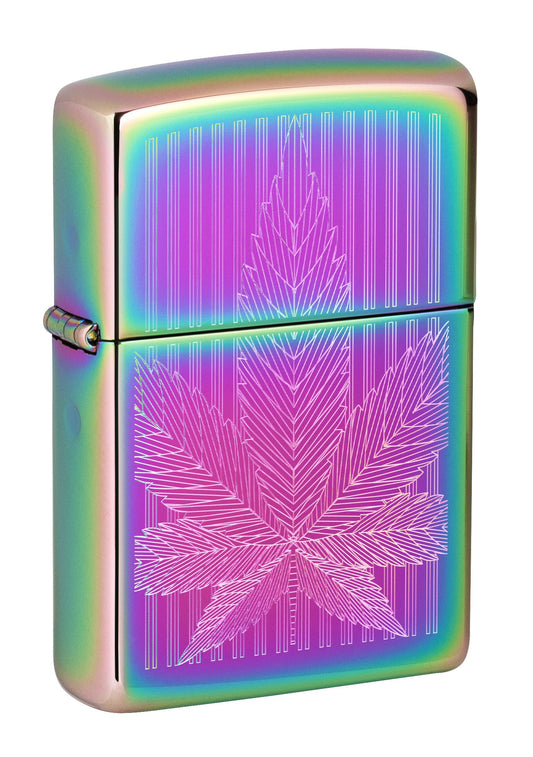 49632 Iridescent Cannabis Leaf Windproof Lighter