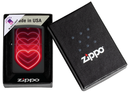 48593 Black Light Heart Waves Windproof Lighter