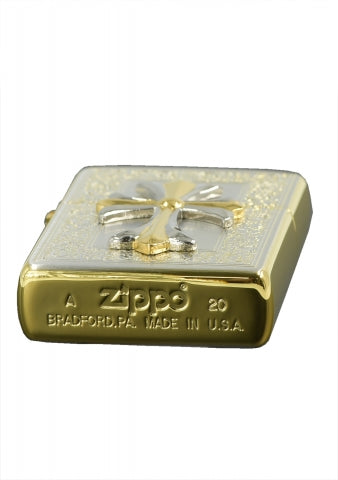 ZA-5-17A Two-Tone Ornamental Cross Windproof Lighter