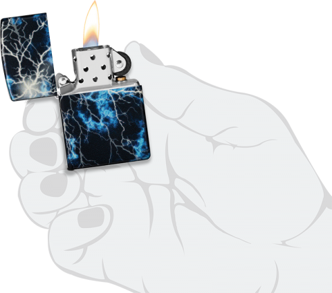 48610 Lightning Design Windproof Lighter (Includes Blue-Light Keychain, Assorted Color)