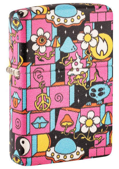 48779 Cosmic Community Windproof Lighter (Includes Blue-Light Keychain, Assorted Color)