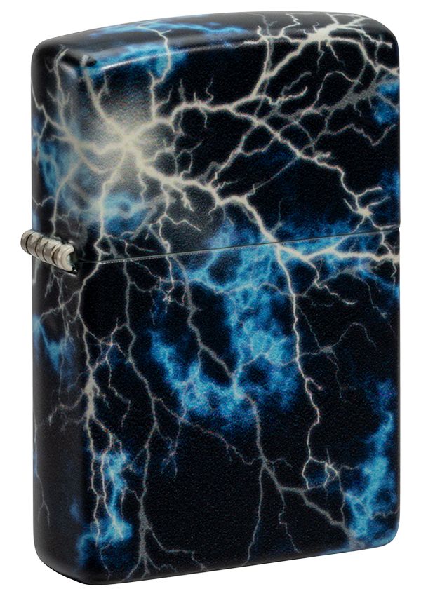 48610 Lightning Design Windproof Lighter (Includes Blue-Light Keychain, Assorted Color)