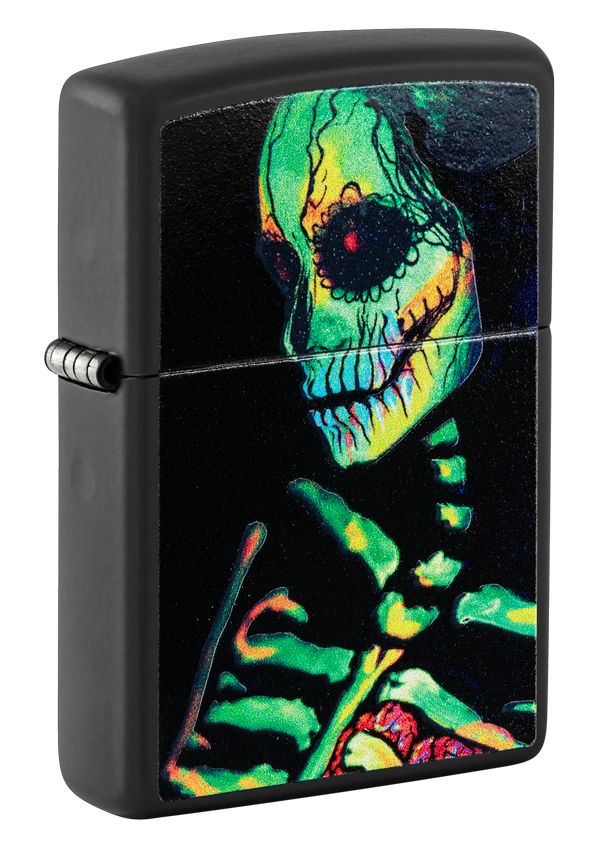 48761 Glow-in-the-Dark Skeleton Windproof Lighter (Includes Blue-Light Keychain, Assorted Color)