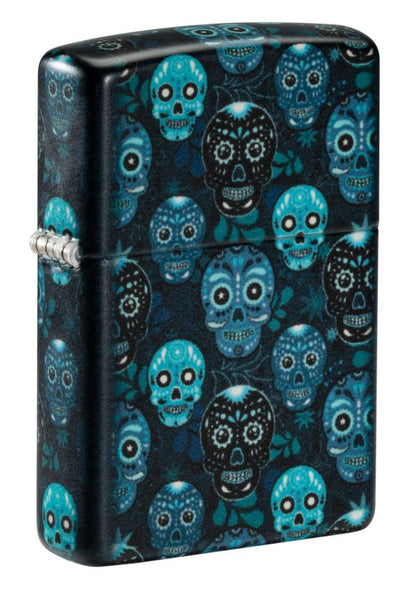 46017 Sugar Skull Windproof Lighter (Includes Blue-Light Keychain, Assorted Color)