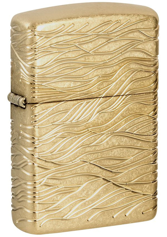 46273 Flowing Gold Engraved Wave Windproof Lighter
