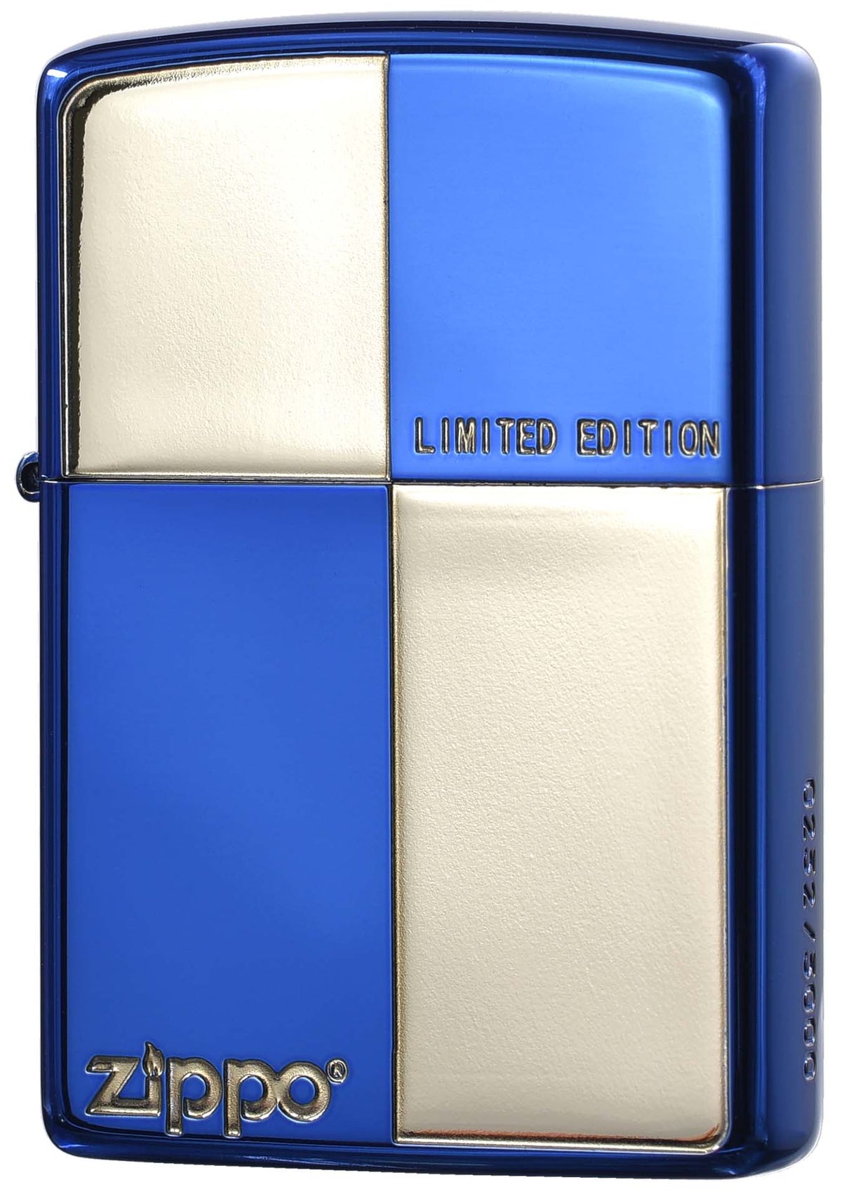 ZA-3-122B Square Grid Windproof Lighter – Blue & Silver