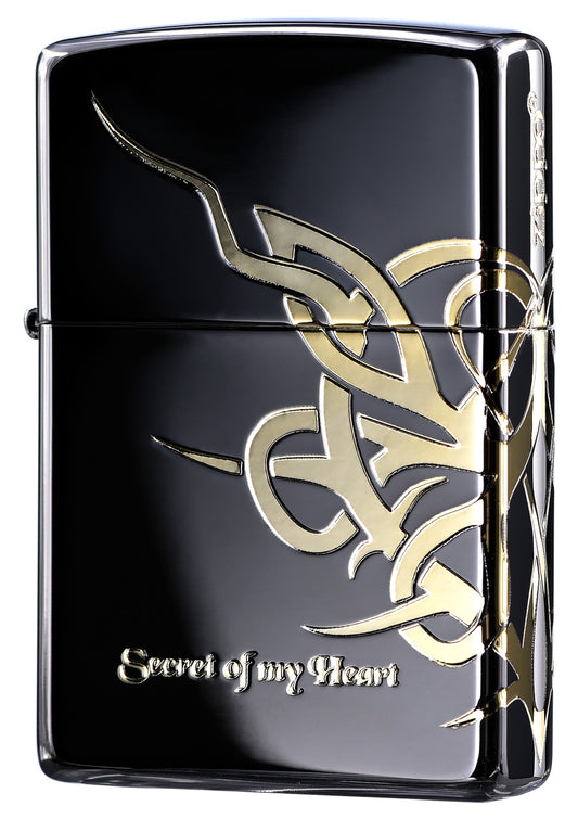 ZA-1-31A Secrets of the Heart Windproof Lighter – Black Ice & Gold