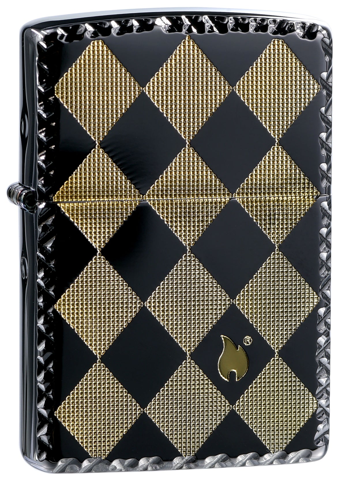 ZA-3-48A Diamond Pattern Windproof Lighter – Bright Gold