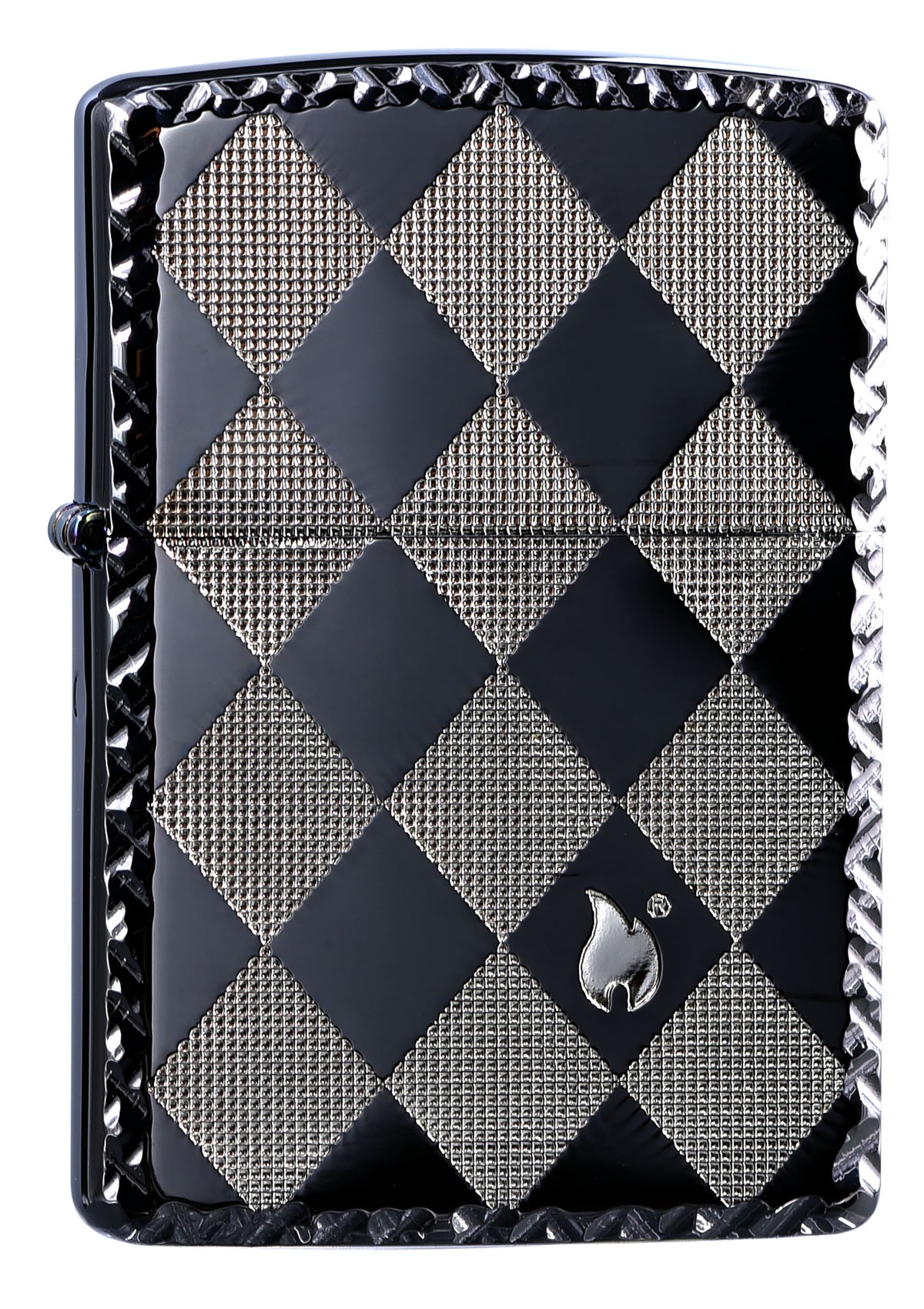 ZA-3-48B Diamond Pattern Windproof Lighter – Bright Silver