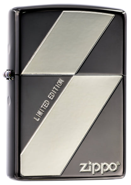 ZA-3-123A Diagonal Grid Windproof Lighter – Black & Silver