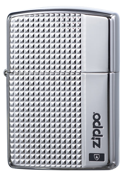 ZA-2-56B Armor® Deep-Carved Diamond Pattern Windproof Lighter – Bright Silver