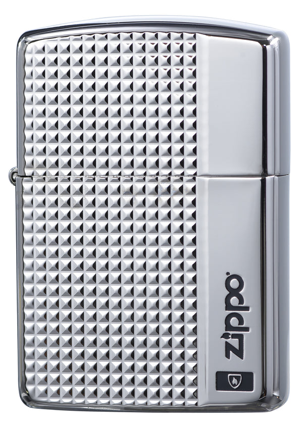 ZA-2-56B Armor® Deep-Carved Diamond Pattern Windproof Lighter – Bright Silver