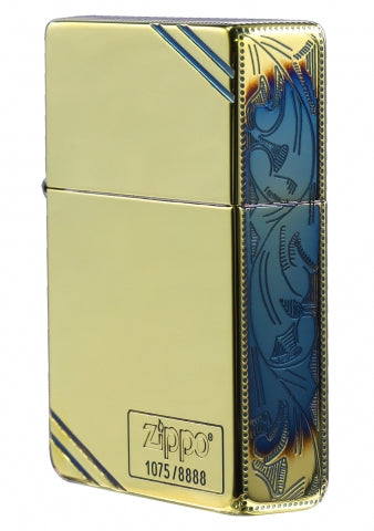 ZA-3-167A 1935 Replica Diagonal Vine Pattern Windproof Lighter – Darkened Gold
