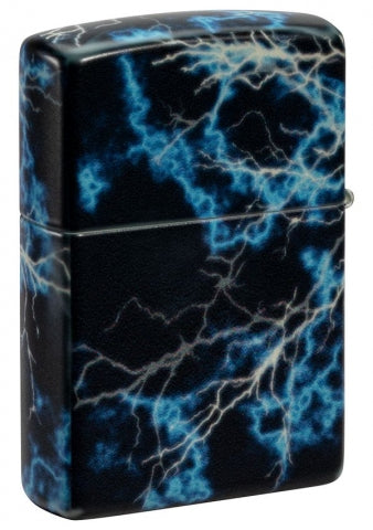 48610 Lightning Design Windproof Lighter (Includes Blue-Light Keychain, Assorted Color)