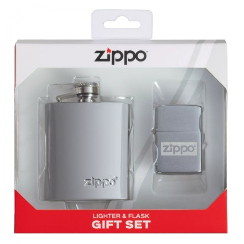 49358 Classic Logo Windproof Lighter and Portable Liquor Can Set