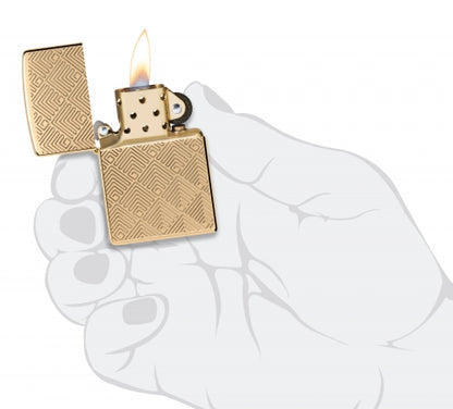 48570 Armor® Gold Geometric Pattern Windproof Lighter