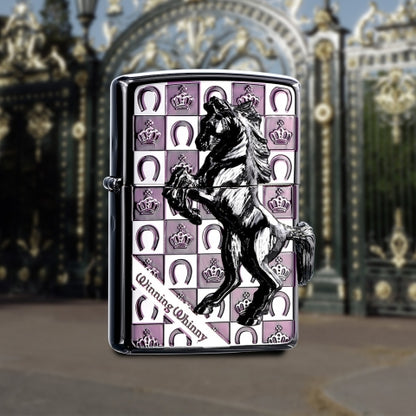 ZA-5-3F Noble Crown Iron Knight (Black, Silver, Purple) Windproof Lighter