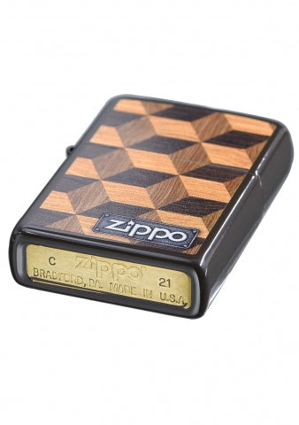 CI412364 Classic Wood Grain Square Windproof Lighter