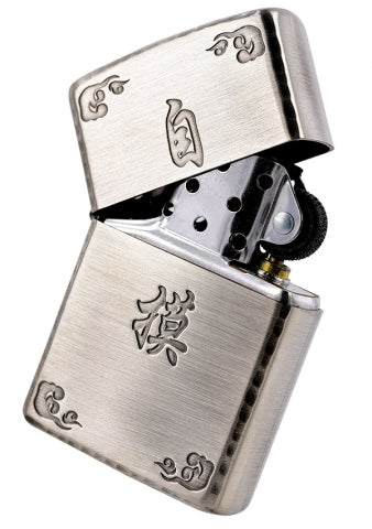 ZA-3-59A **麻將-自摸(拉絲銀)防風打火機