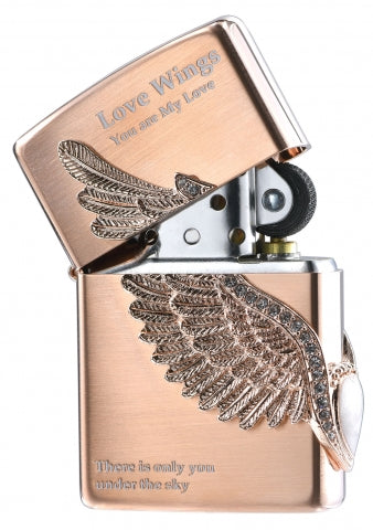 ZA-1-113A Wings of Love Windproof Lighter – Rose Gold