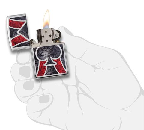 28952 Psychedelic Red and Black Spade Ace Windproof Lighter