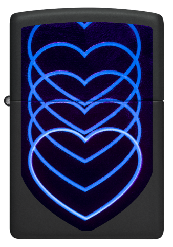 48593 Black Light Heart Waves Windproof Lighter
