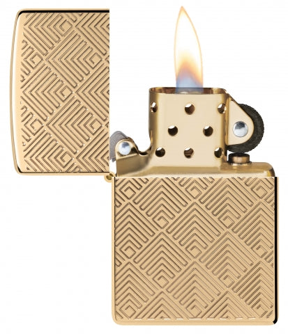 48570 Armor® Gold Geometric Pattern Windproof Lighter
