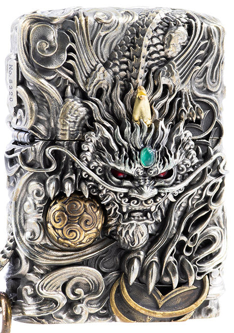 Z-075 Lucky Pixiu (Antique Silver) Windproof Lighter