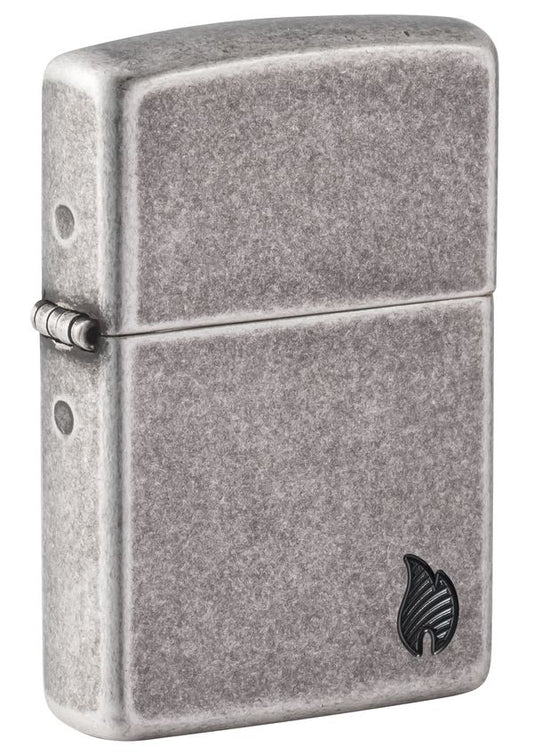 46399 Antique Silver Engraved Flame (Armor) Windproof Lighter