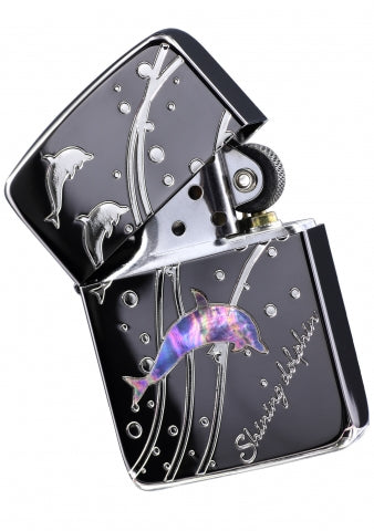 ZA-3-191B 1941 Replica Lucky Dolphin Windproof Lighter – Black