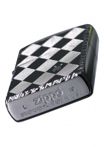 ZA-3-48B Diamond Pattern Windproof Lighter – Bright Silver