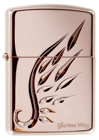 ZA-5-32D Exquisitely Carved Rose Gold Wings (Armor) Windproof Lighter