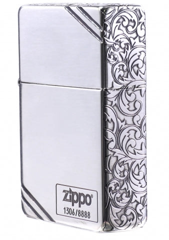 ZA-3-167B 1935 Replica Diagonal Vine Pattern Windproof Lighter – Polished Silver