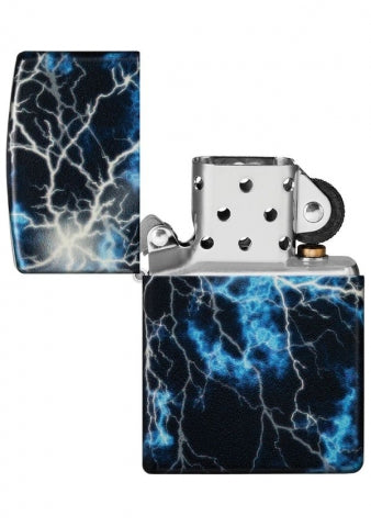 48610 Lightning Design Windproof Lighter (Includes Blue-Light Keychain, Assorted Color)