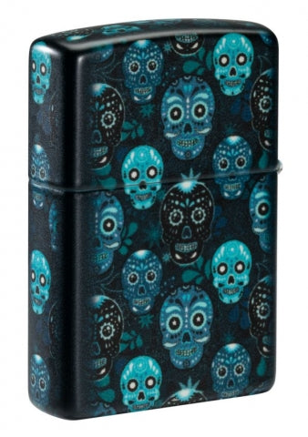 46017 Sugar Skull Windproof Lighter (Includes Blue-Light Keychain, Assorted Color)