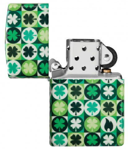 46015 Pop Art Clover Windproof Lighter (Includes Blue-Light Keychain, Assorted Color)