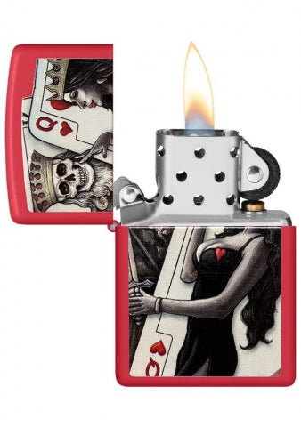 48624 Skull King & Queen of Hearts Windproof Lighter