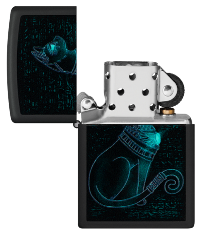 48582 Black Light Egyptian Cat Windproof Lighter (Includes Blue-Light Keychain, Assorted Color)