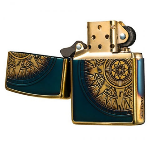ZA-3-101A Compass Nautical Chart (Smoked Black Gold) Windproof Lighter