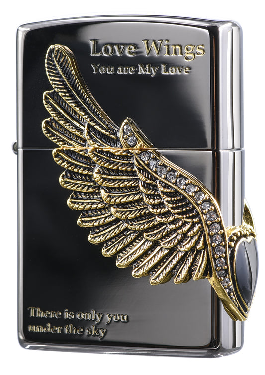 ZA-1-16A Wings of Love Windproof Lighter – Black Ice