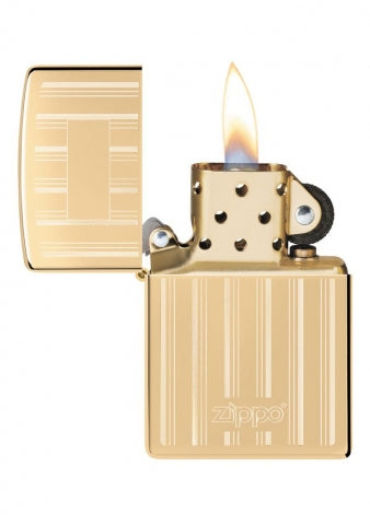 46011 Brushed & High Polish Striped Windproof Lighter