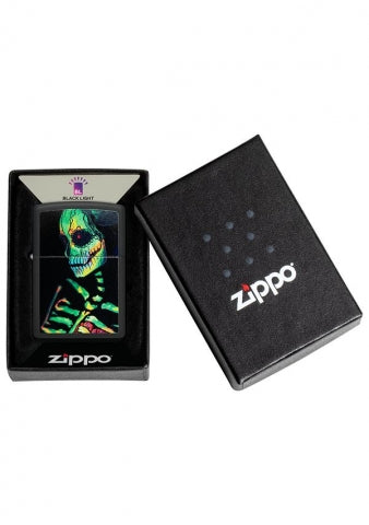 48761 Glow-in-the-Dark Skeleton Windproof Lighter (Includes Blue-Light Keychain, Assorted Color)
