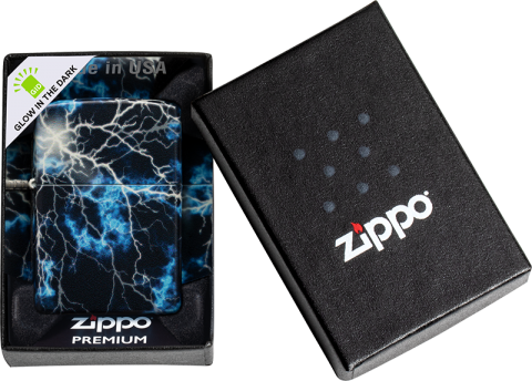 48610 Lightning Design Windproof Lighter (Includes Blue-Light Keychain, Assorted Color)