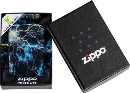 48610 Lightning Design Windproof Lighter (Includes Blue-Light Keychain, Assorted Color)