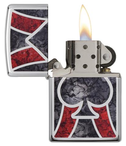 28952 Psychedelic Red and Black Spade Ace Windproof Lighter