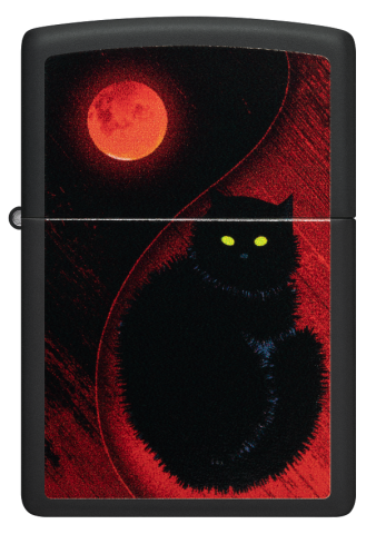 48453 Black Cat & Red Moon Windproof Lighter